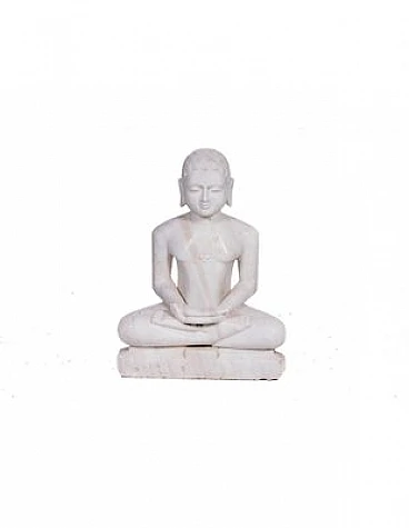 Marble statue of seated Buddha in Mudra position, early 20th century