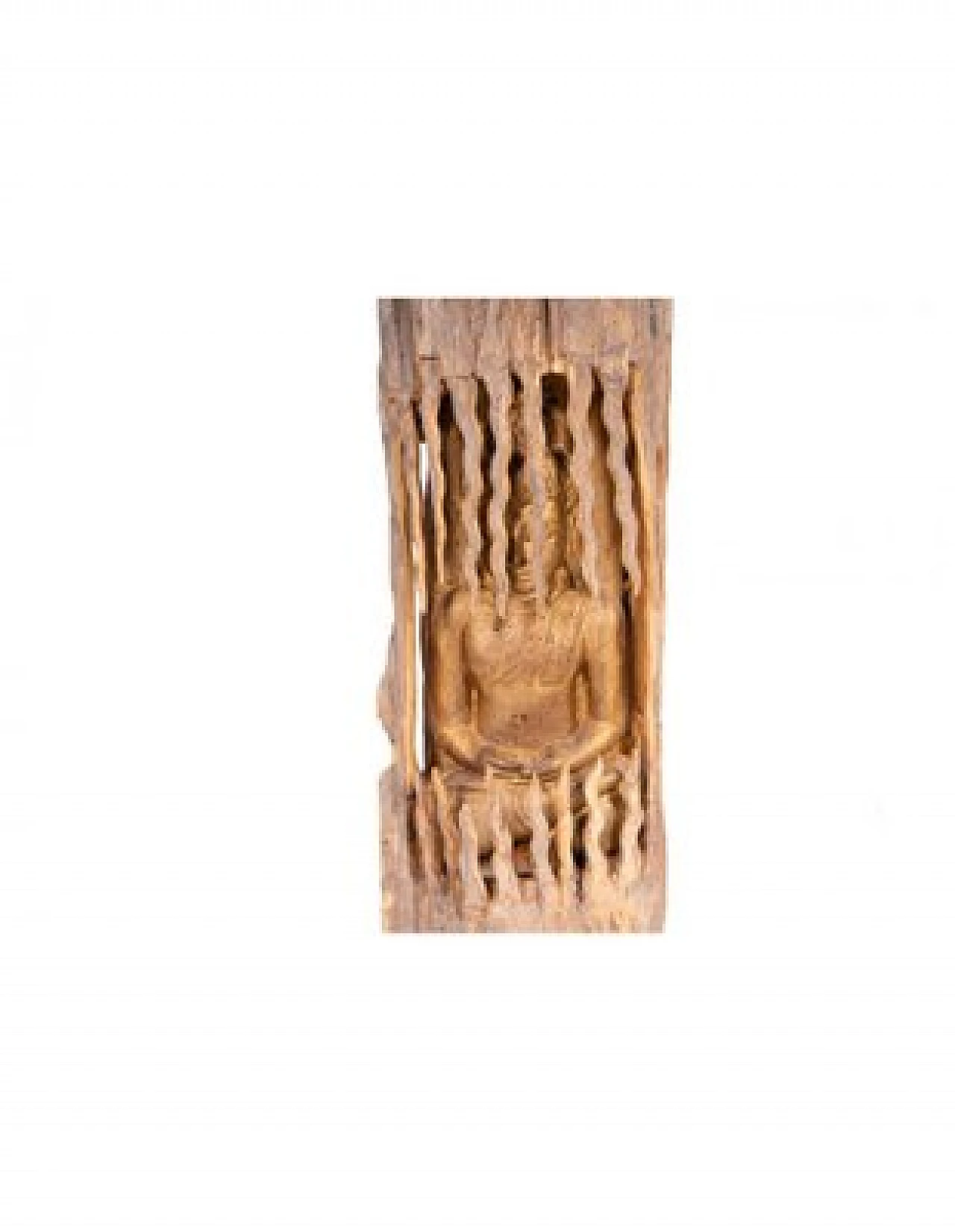 Carved acacia wood trunk depicting Buddha, early 20th century 2