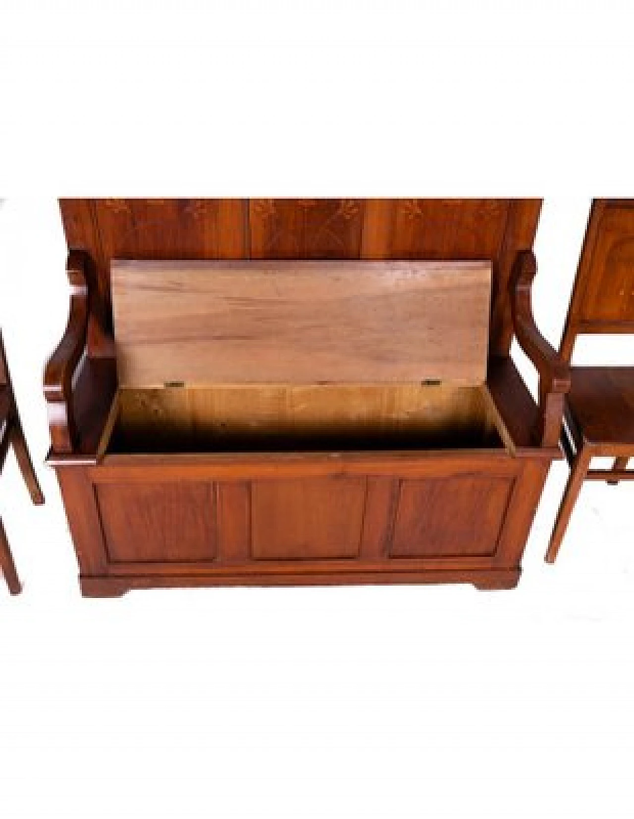 Wooden chest of drawers with 2 chairs, late 20th century 2