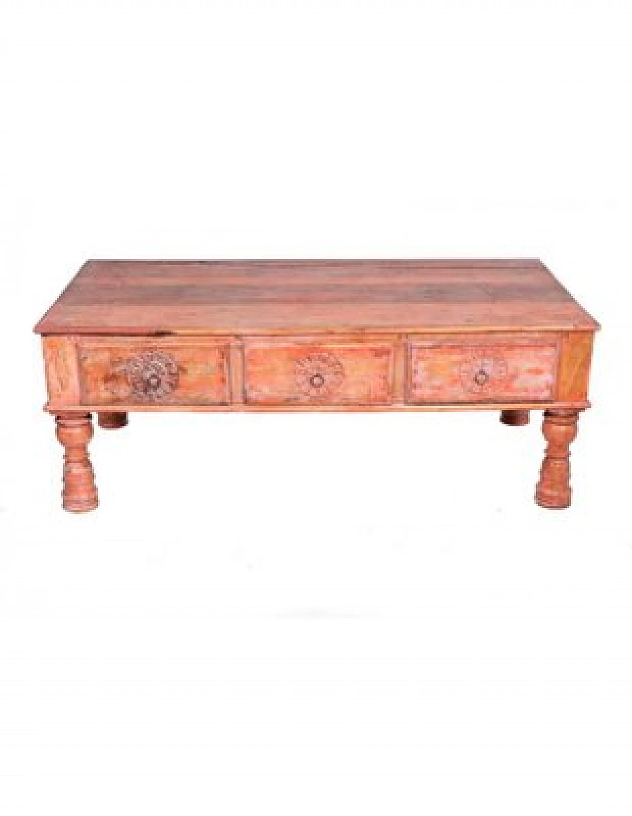 Indian Barmati Tik wood coffee table with drawers, late 19th century 1