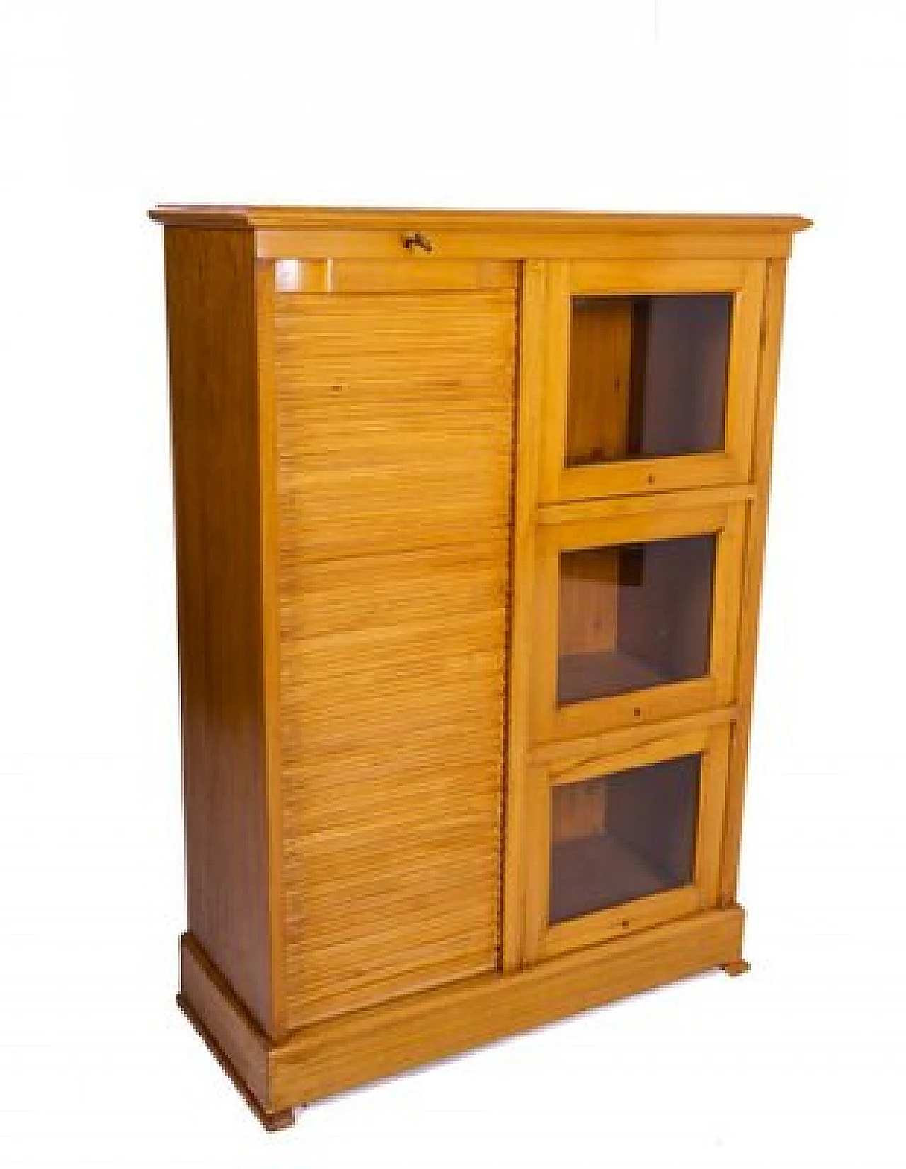 Wooden filing cabinet with shutter and Showcases, late 20th century 3