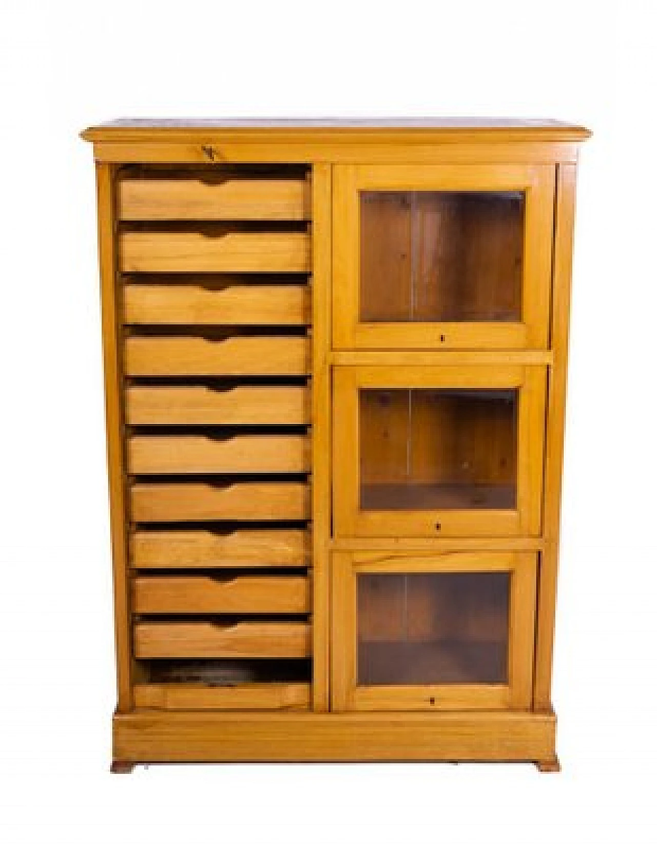 Wooden filing cabinet with shutter and Showcases, late 20th century 4