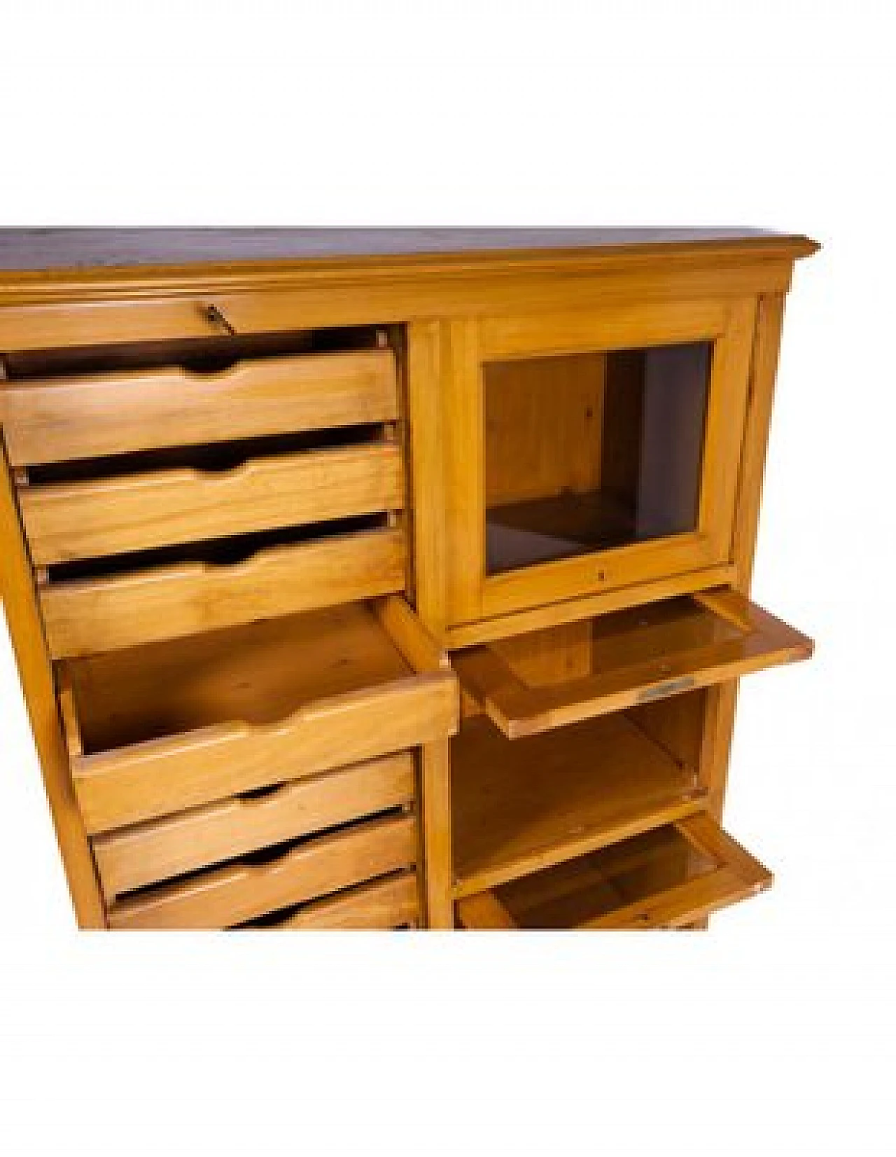 Wooden filing cabinet with shutter and Showcases, late 20th century 5