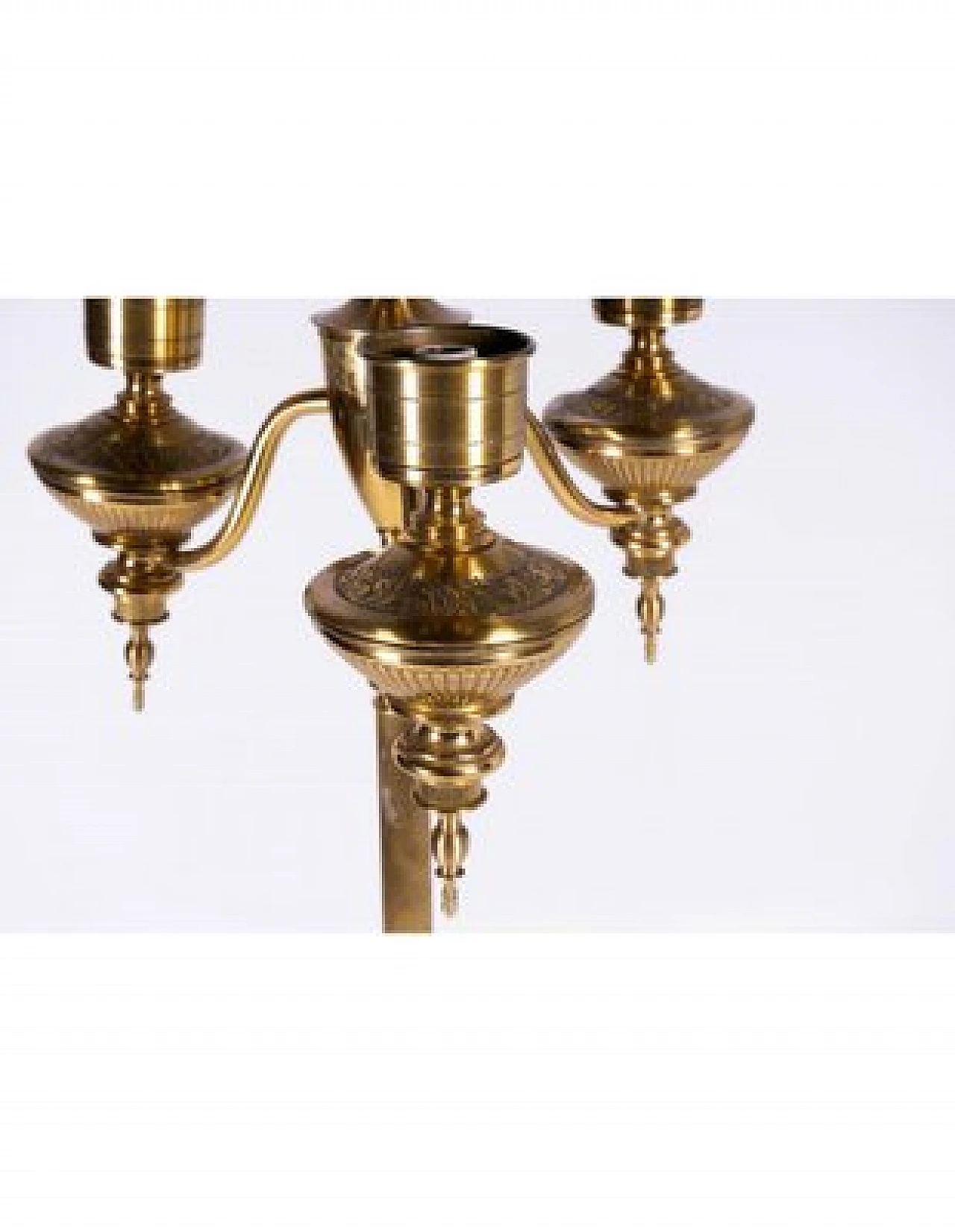 Lamp with three bulbs in brass, late 20th century 3