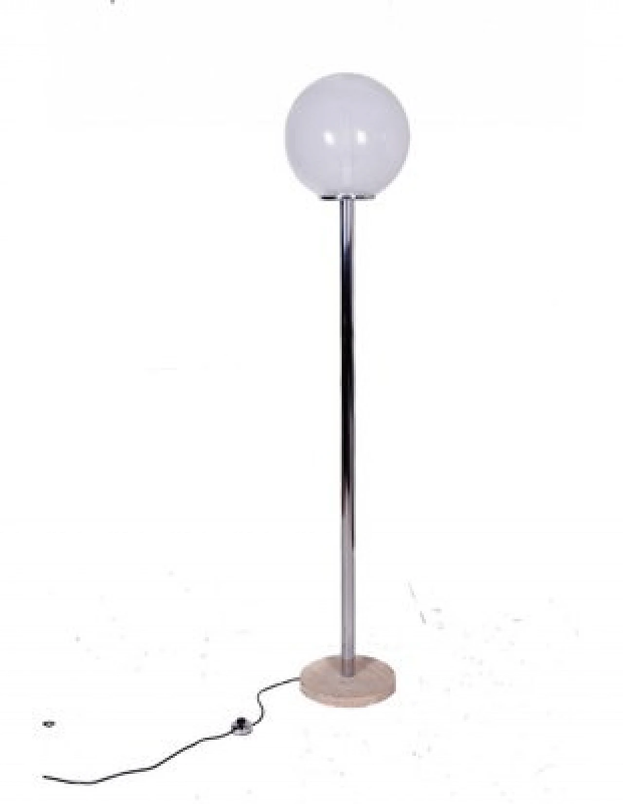 Floor lamp in metal with marble base & glass lampshade, 1970s 1