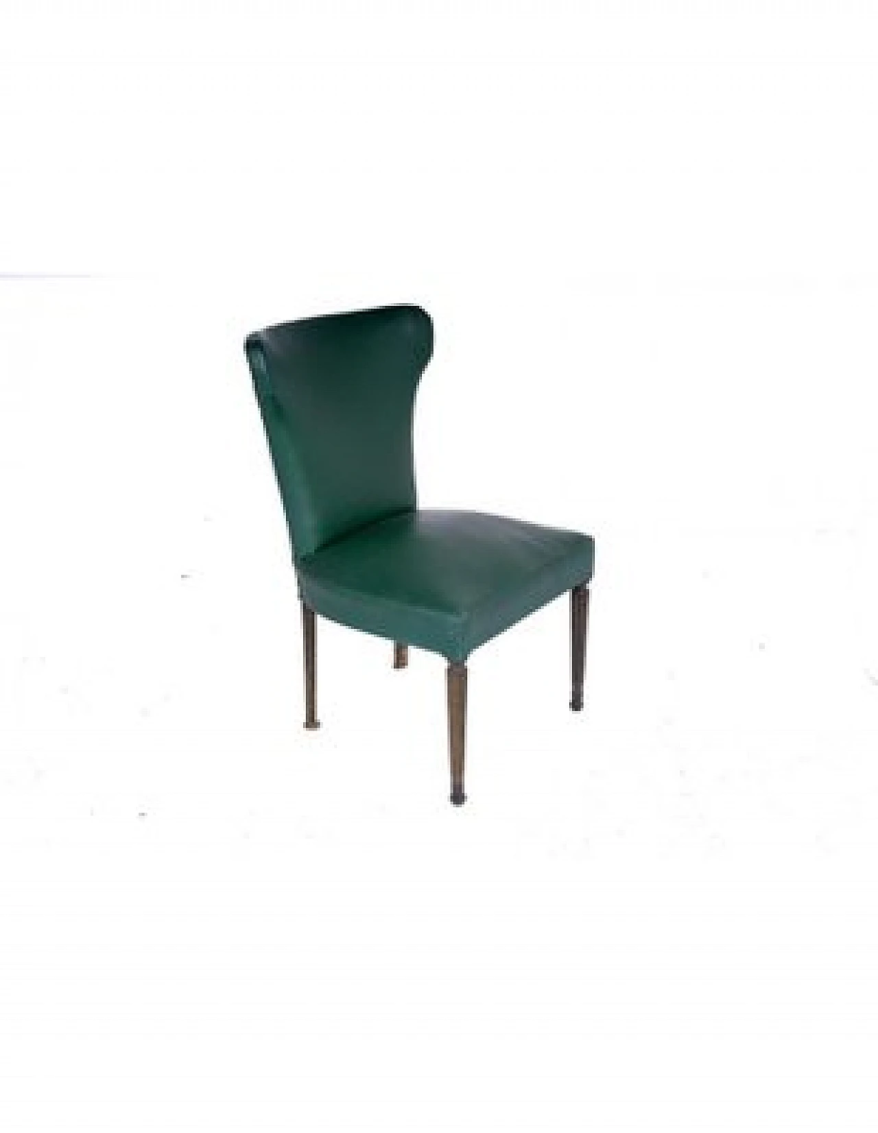 Dining chair in wood and green fabric with studs, 1990s 1