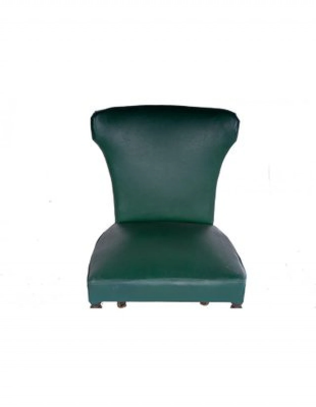 Dining chair in wood and green fabric with studs, 1990s 2