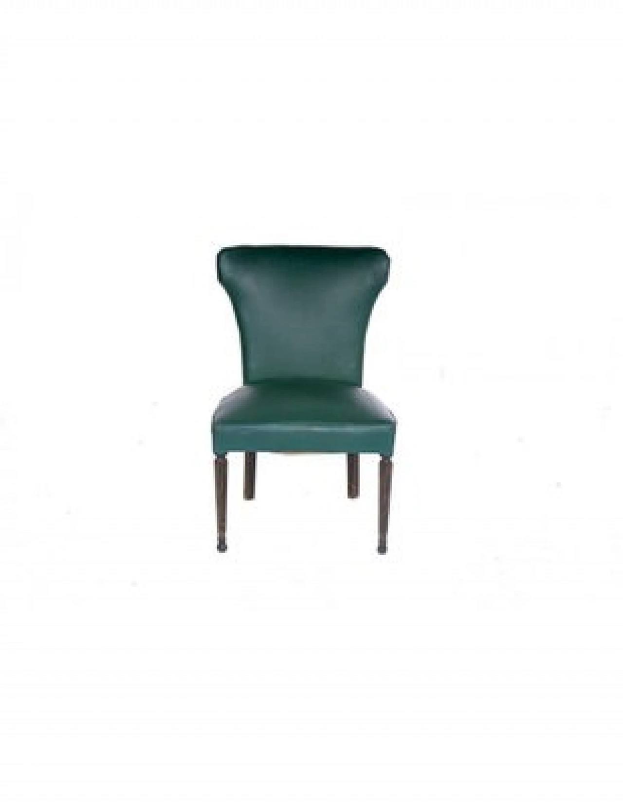 Dining chair in wood and green fabric with studs, 1990s 4