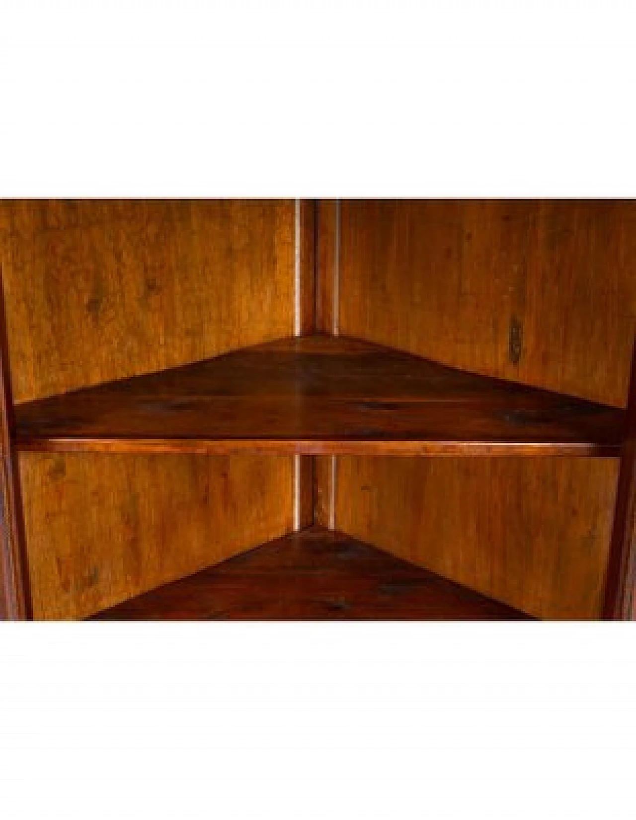 Walnut-stained solid wood corner cabinet with glass doors 7