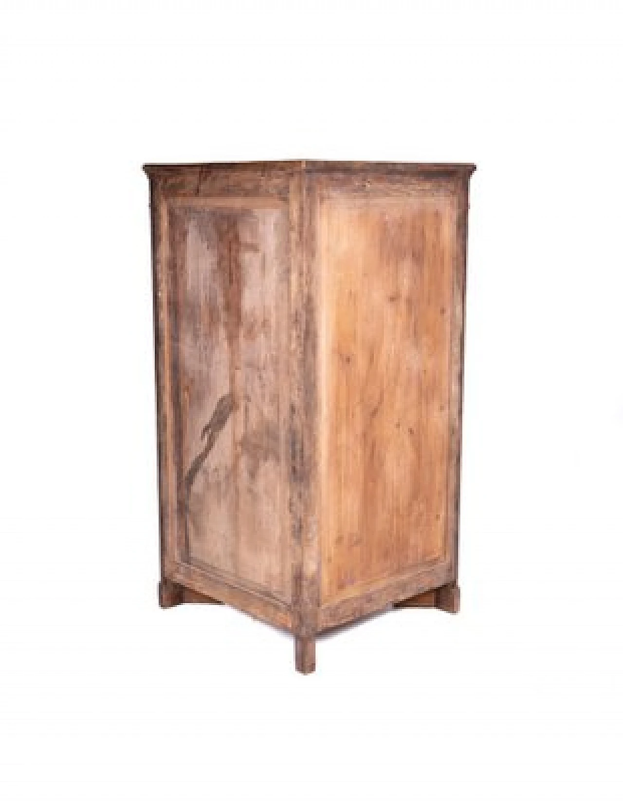 Walnut-stained solid wood corner cabinet with glass doors 8