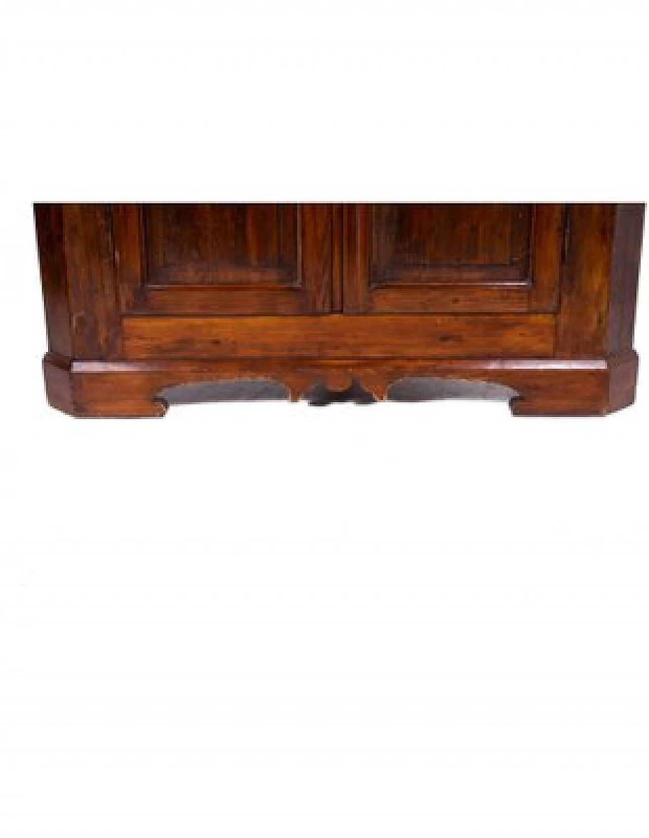 Walnut-stained solid wood corner cabinet with glass doors 9