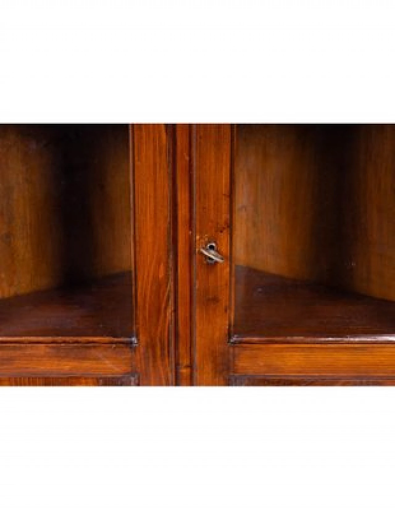 Walnut-stained solid wood corner cabinet with glass doors 10