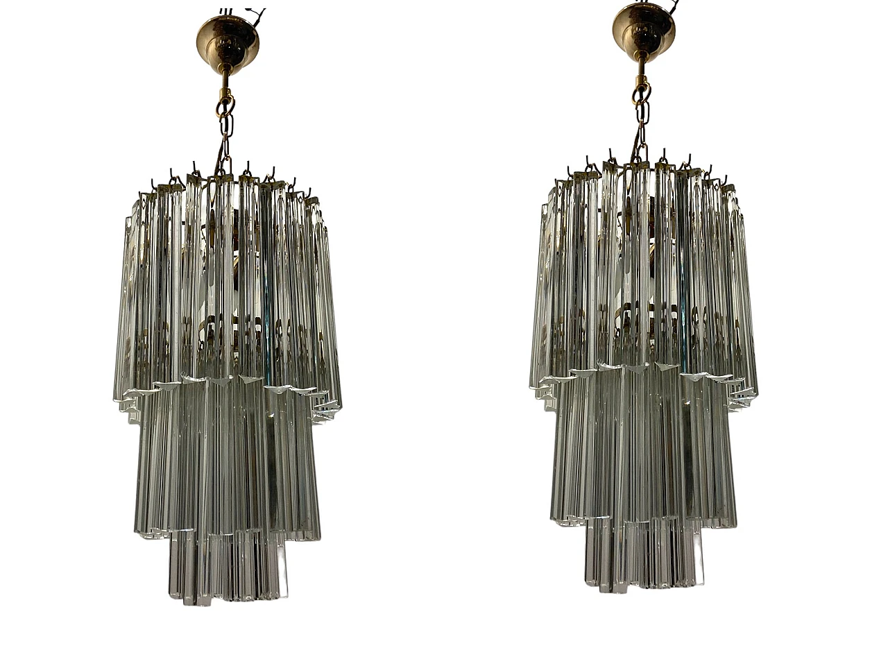 Pair of Triedri chandeliers by Paolo Venini, 1960s 1