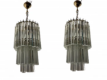 Pair of Triedri chandeliers by Paolo Venini, 1960s