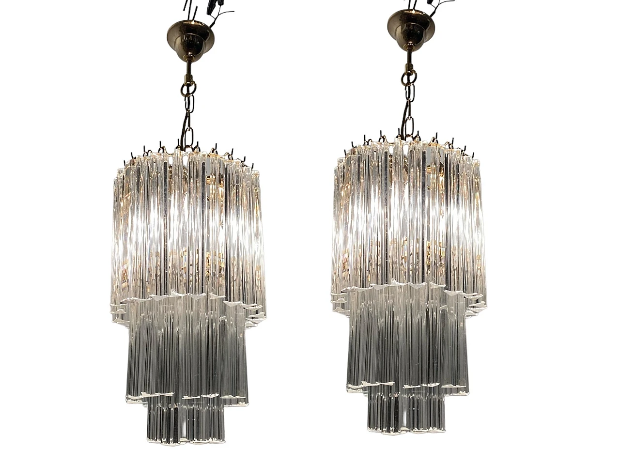 Pair of Triedri chandeliers by Paolo Venini, 1960s 2