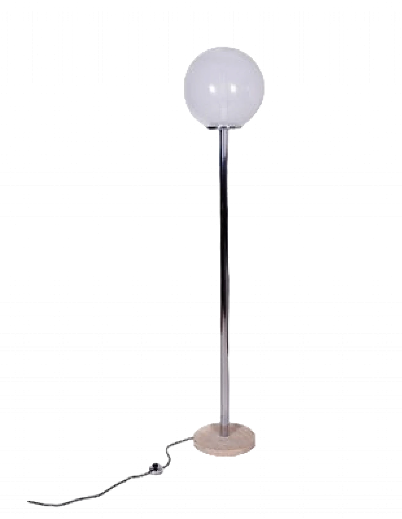 Floor lamp in metal with marble base & glass lampshade, 1970s 7