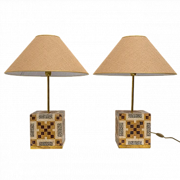 Coppia di lampade da tavolo in cementite, anni '20