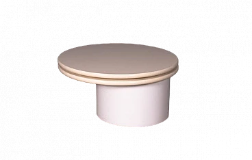 Round swivel coffee table laquered in ivory, 1980s