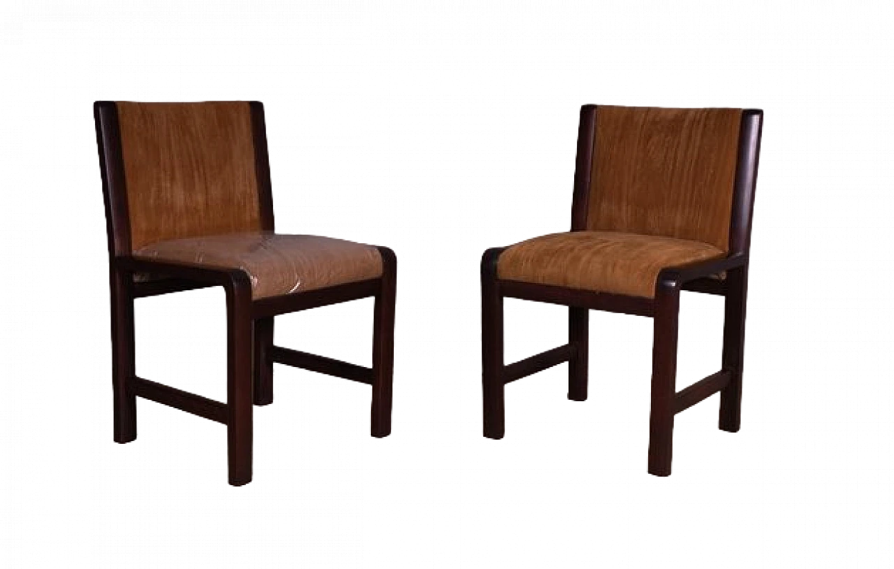 Pair of chairs in beech wood with velvet seat and backrest, 1990s 7