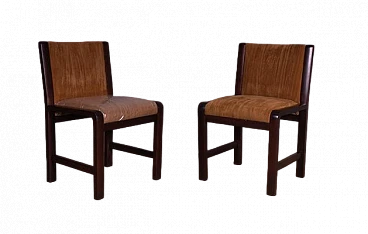 Pair of chairs in beech wood with velvet seat and backrest, 1990s