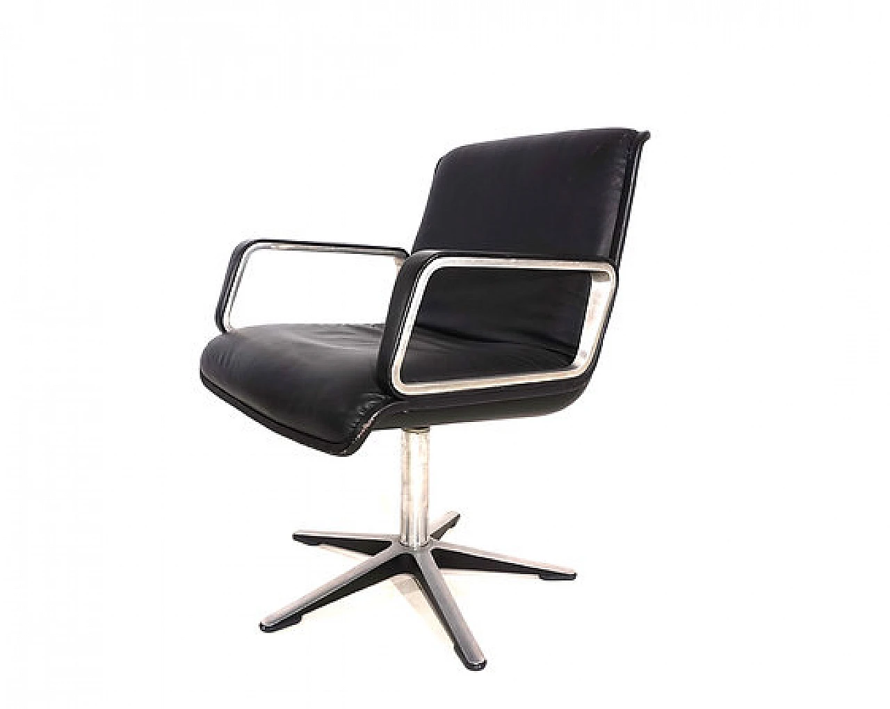 Leather and aluminum Delta 2000 armchair by Wilkhahn, 1960s 9