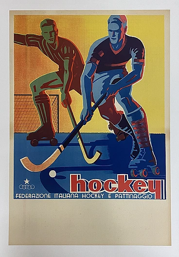 Federazione Italiana Hockey, manifesto pubblicitario, anni '50