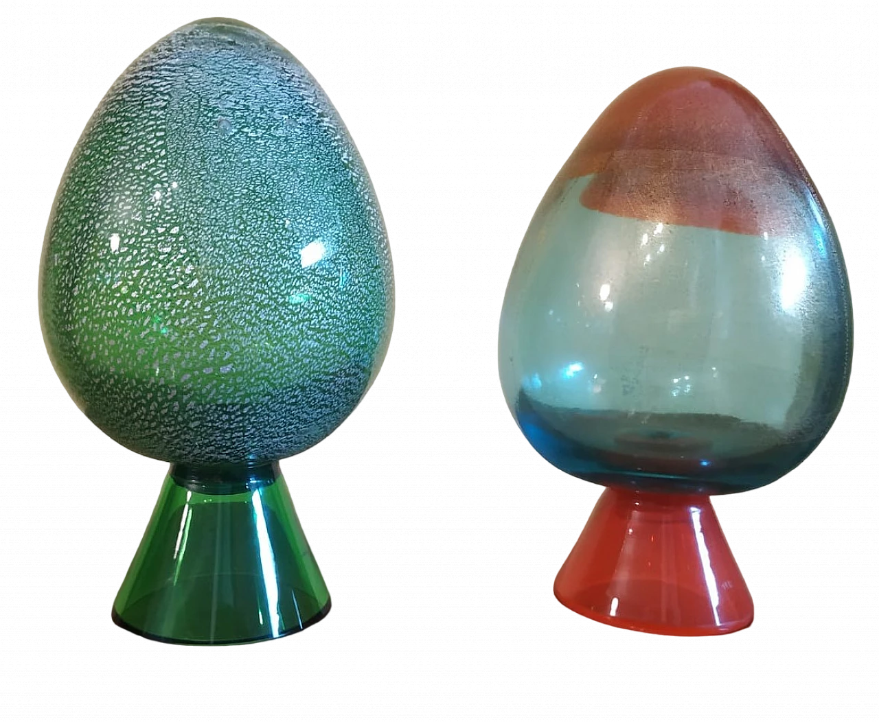 Pair of Murano glass eggs by Carlo Moretti, 1992 9