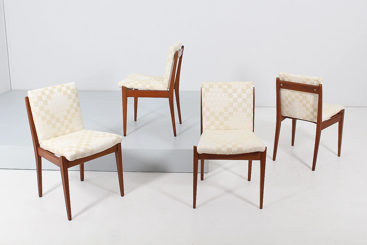 4 Chairs in wood and fabric by ISA Bergamo, 1960s 4
