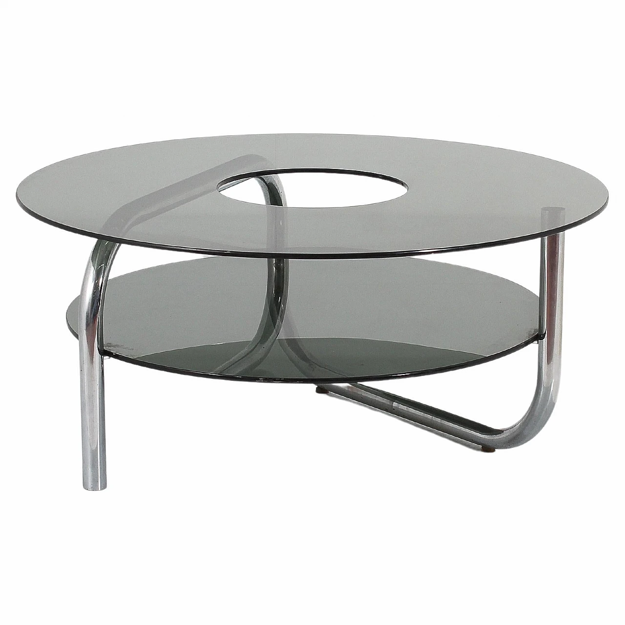 Smoked glass and steel coffee table attributed to G. Reggiani, 1970s 1