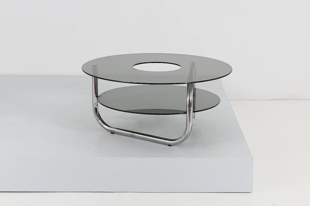 Tavolino in vetro fumé e acciaio attribuito a G. Reggiani, anni '70 5