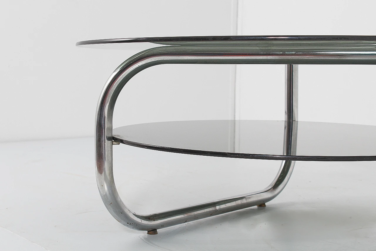 Tavolino in vetro fumé e acciaio attribuito a G. Reggiani, anni '70 10