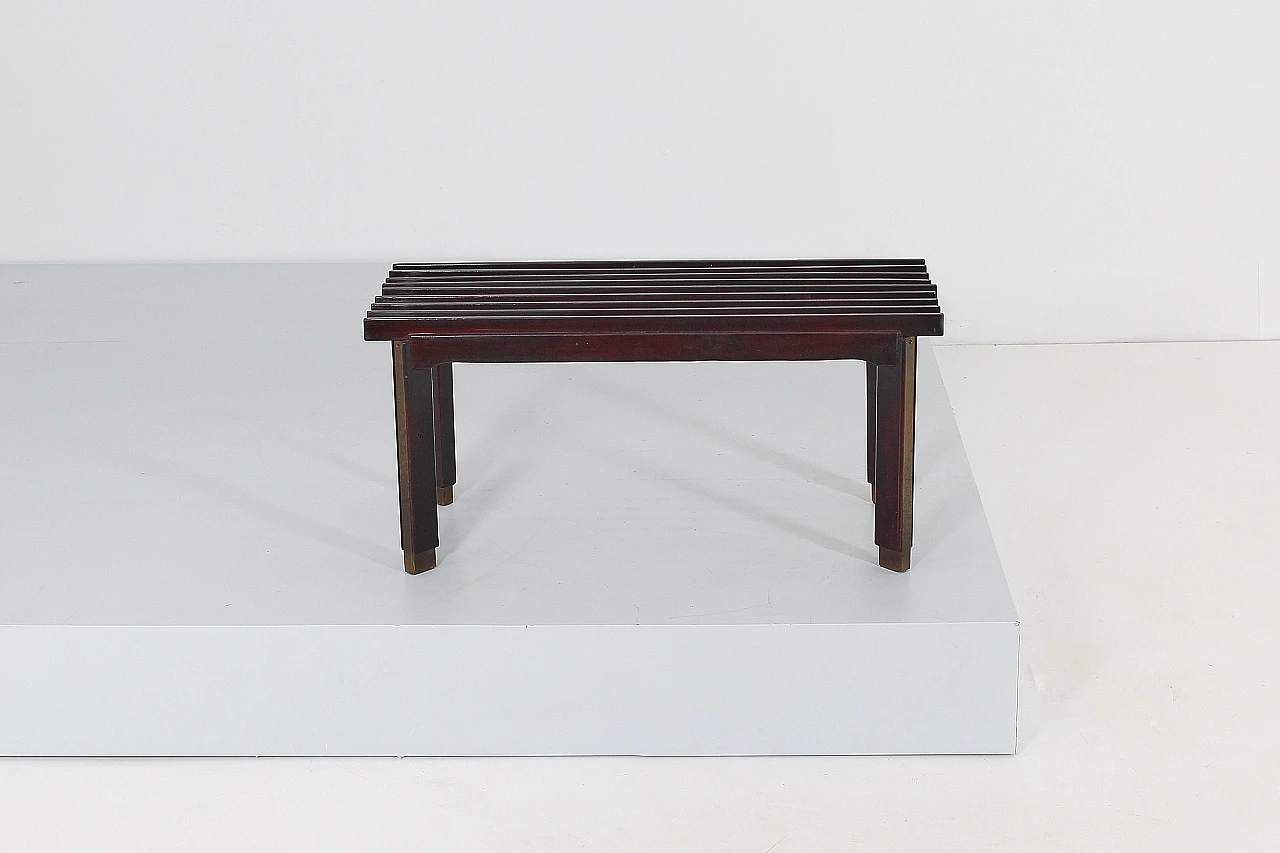 Teak and burnished brass bench attributed to Ico Parisi, 1950s 3