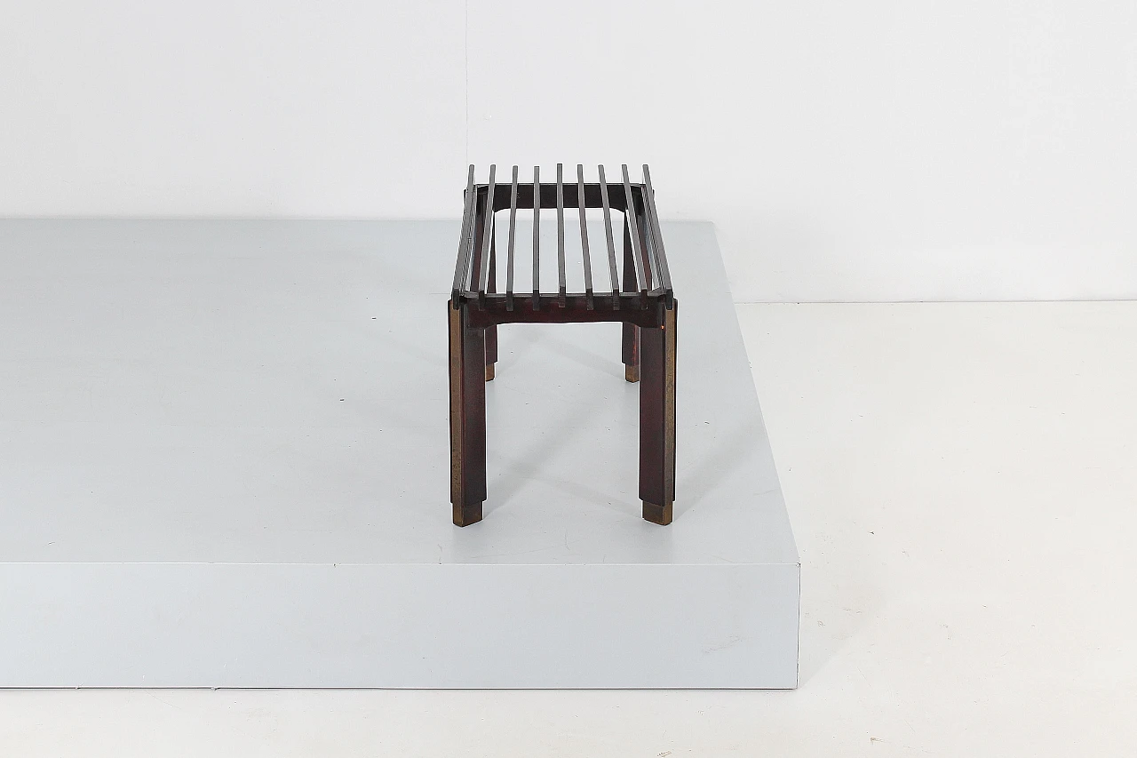 Teak and burnished brass bench attributed to Ico Parisi, 1950s 4