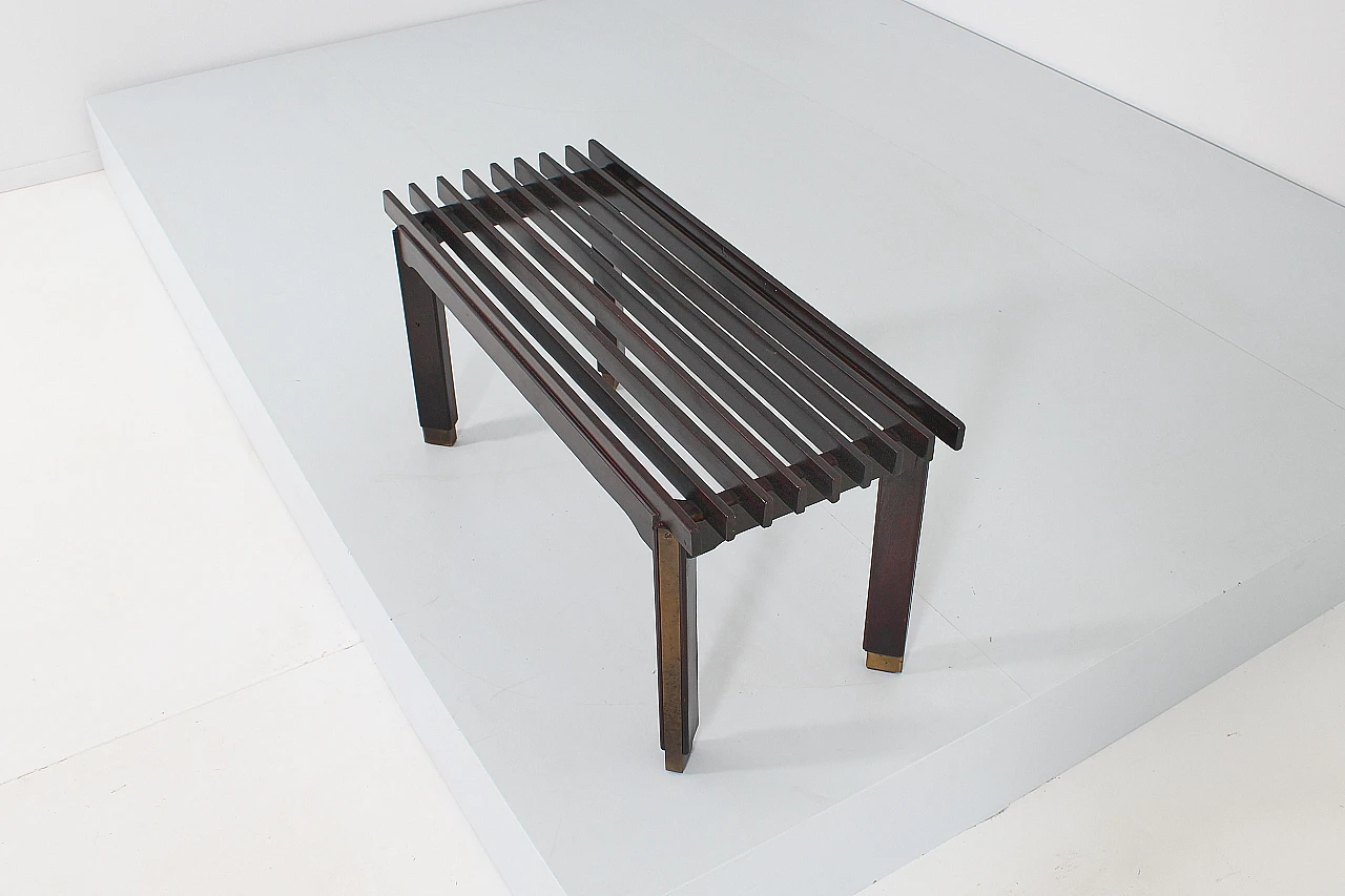 Teak and burnished brass bench attributed to Ico Parisi, 1950s 5