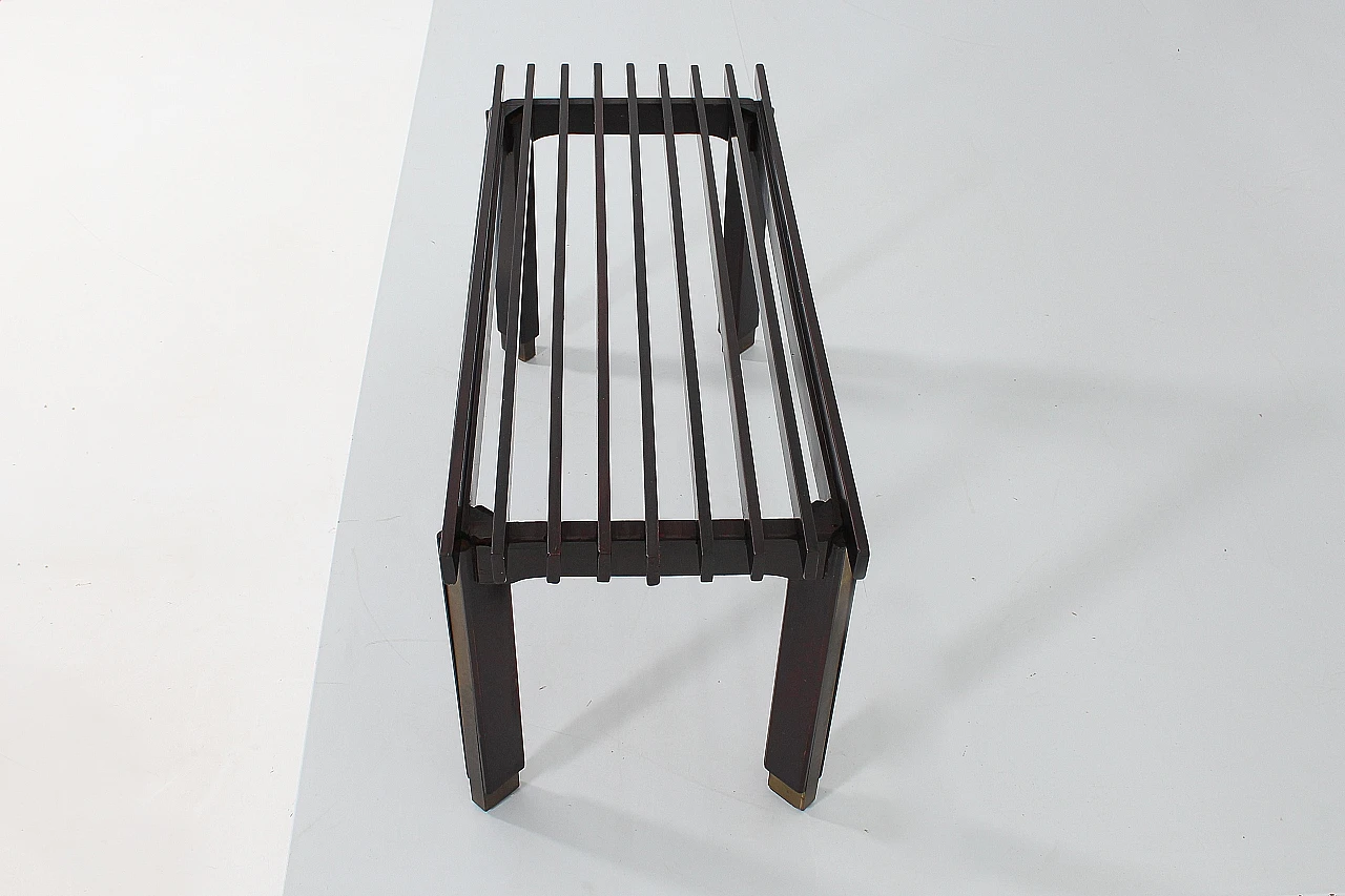 Teak and burnished brass bench attributed to Ico Parisi, 1950s 6