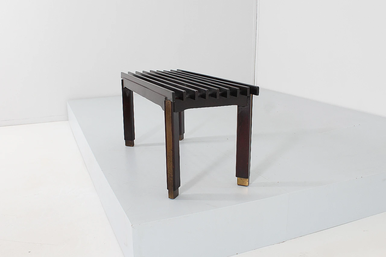 Teak and burnished brass bench attributed to Ico Parisi, 1950s 7