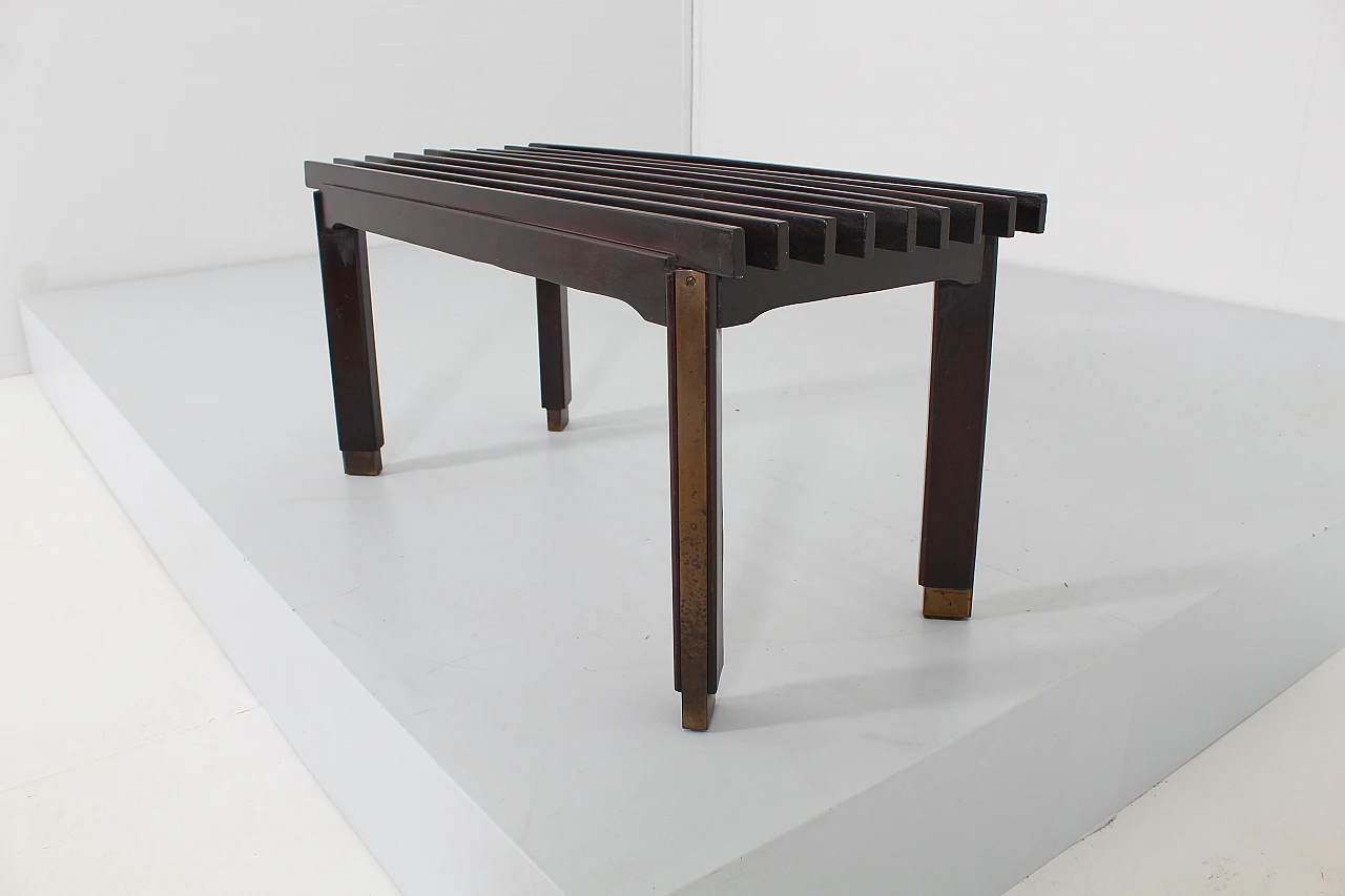 Teak and burnished brass bench attributed to Ico Parisi, 1950s 8