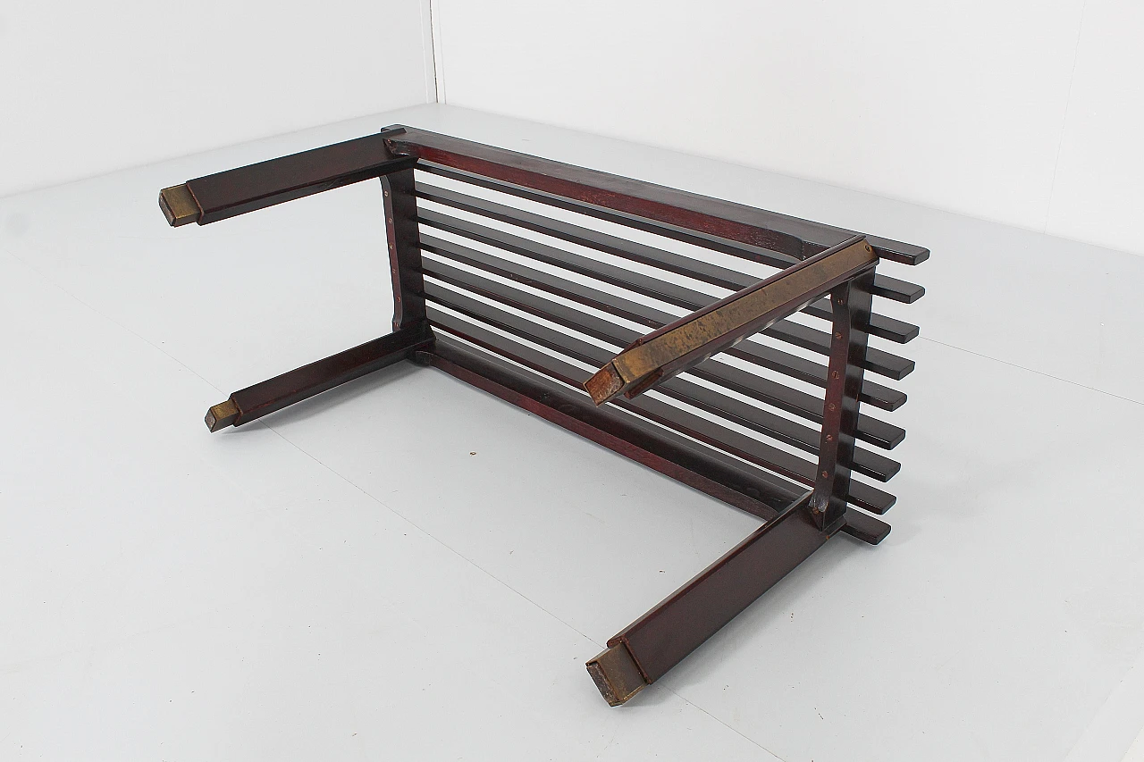Teak and burnished brass bench attributed to Ico Parisi, 1950s 15
