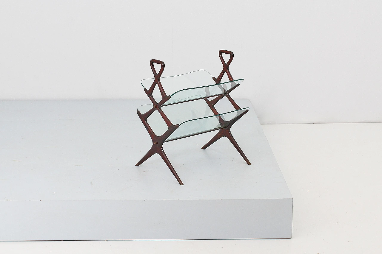 Wood and glass magazine rack attributed to Cesare Lacca, 1950s 2