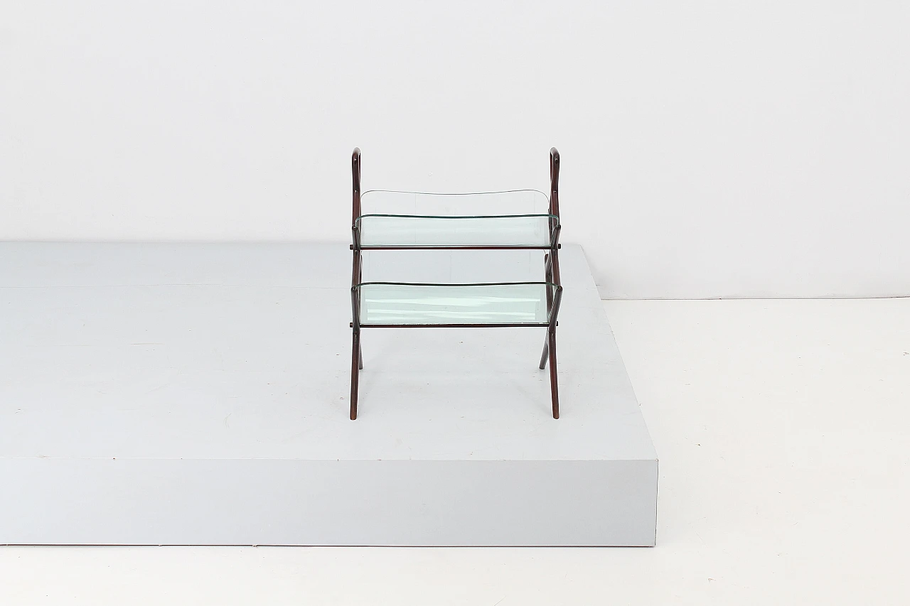 Wood and glass magazine rack attributed to Cesare Lacca, 1950s 5