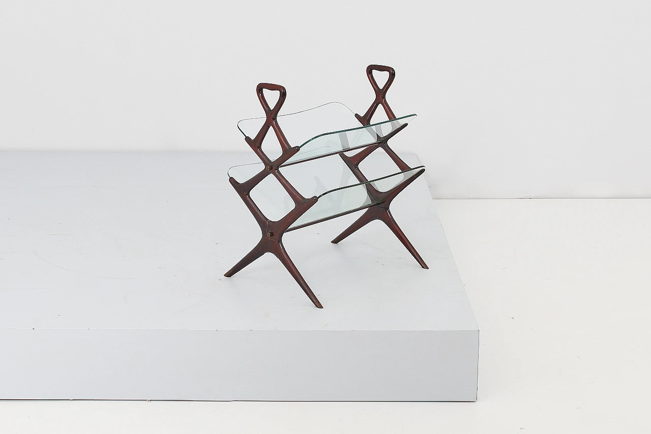 Wood and glass magazine rack attributed to Cesare Lacca, 1950s 6