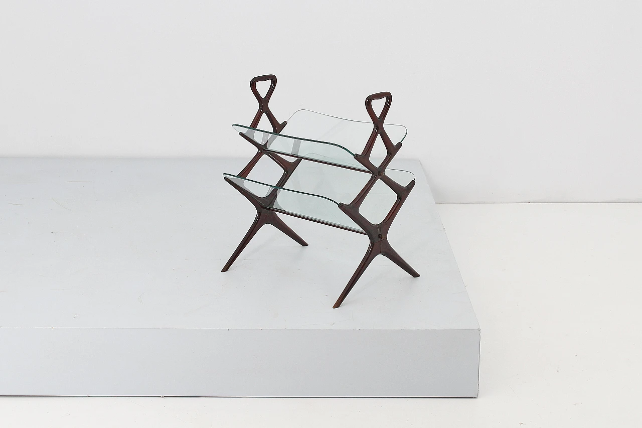 Wood and glass magazine rack attributed to Cesare Lacca, 1950s 8
