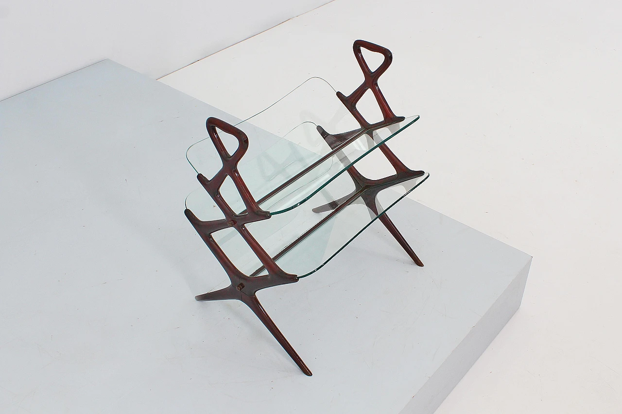 Wood and glass magazine rack attributed to Cesare Lacca, 1950s 16