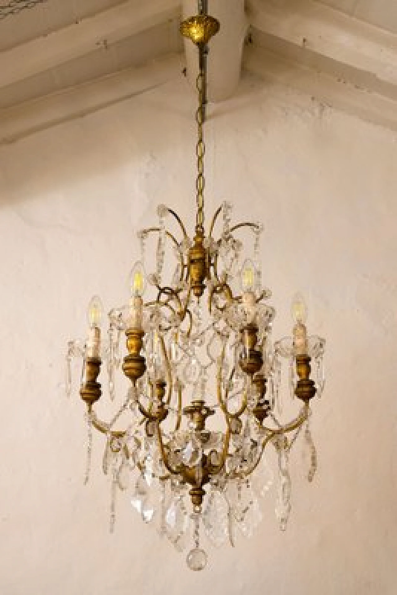 Maria Teresa six-light crystal chandelier, 1940s 1