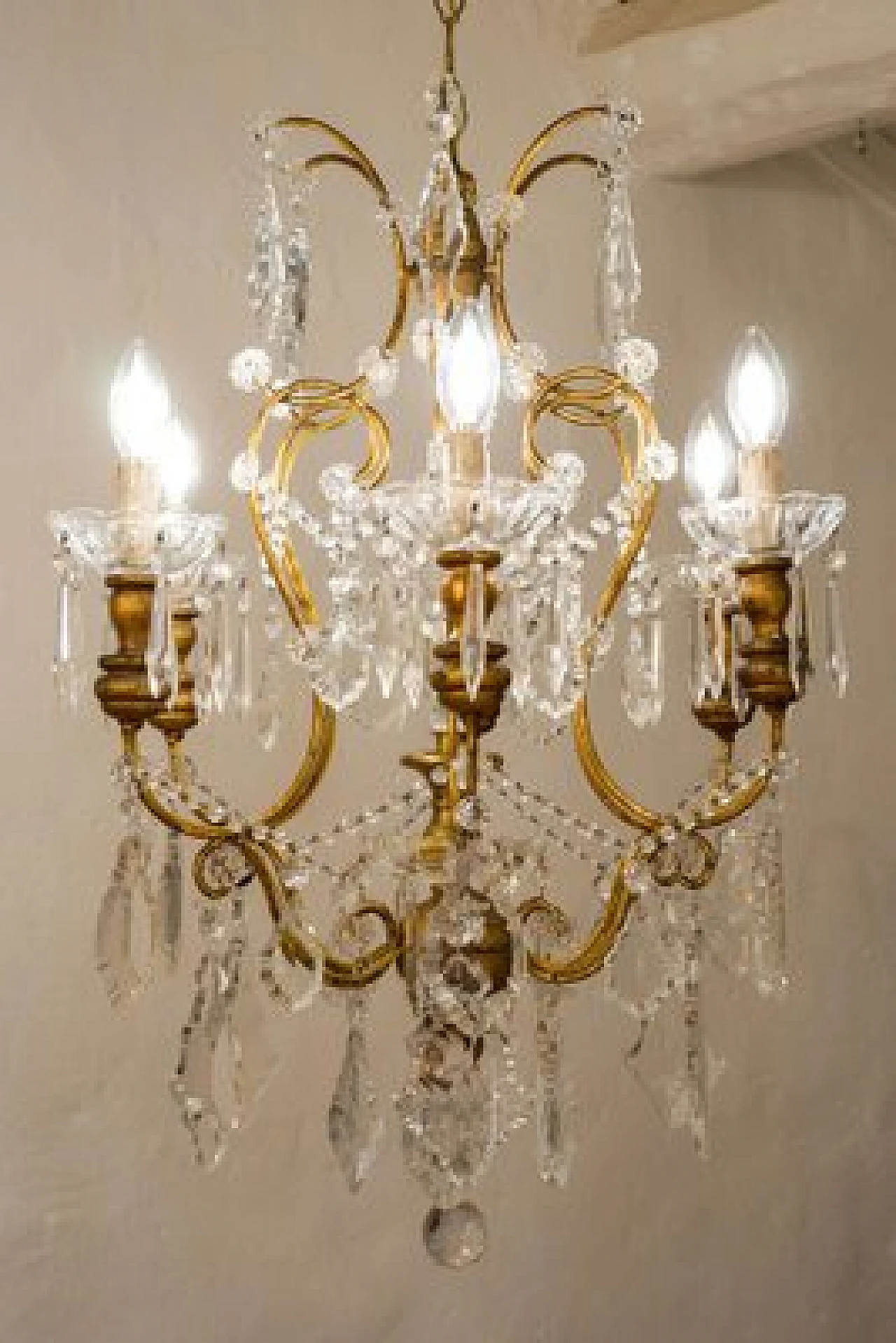 Maria Teresa six-light crystal chandelier, 1940s 2