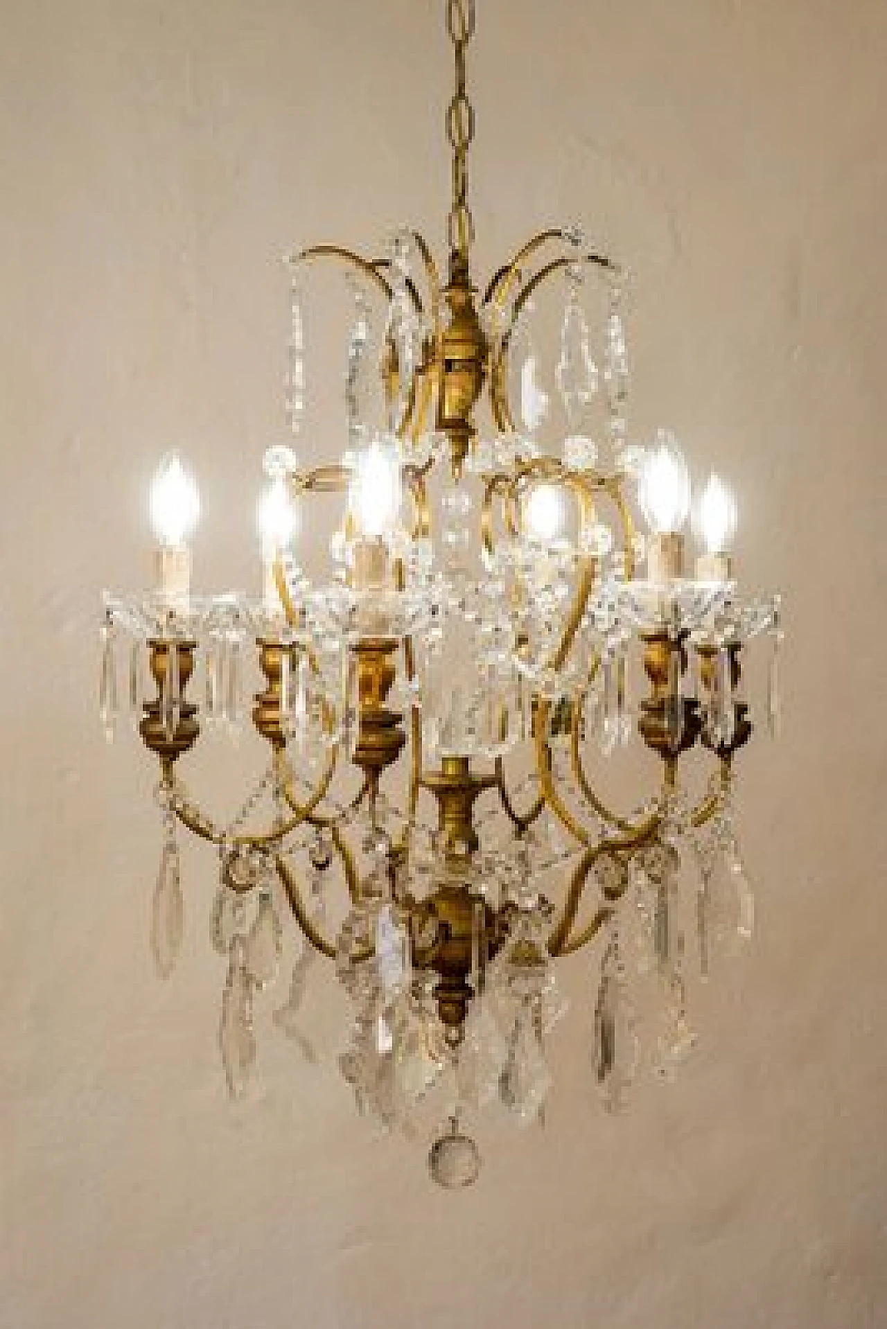 Maria Teresa six-light crystal chandelier, 1940s 3