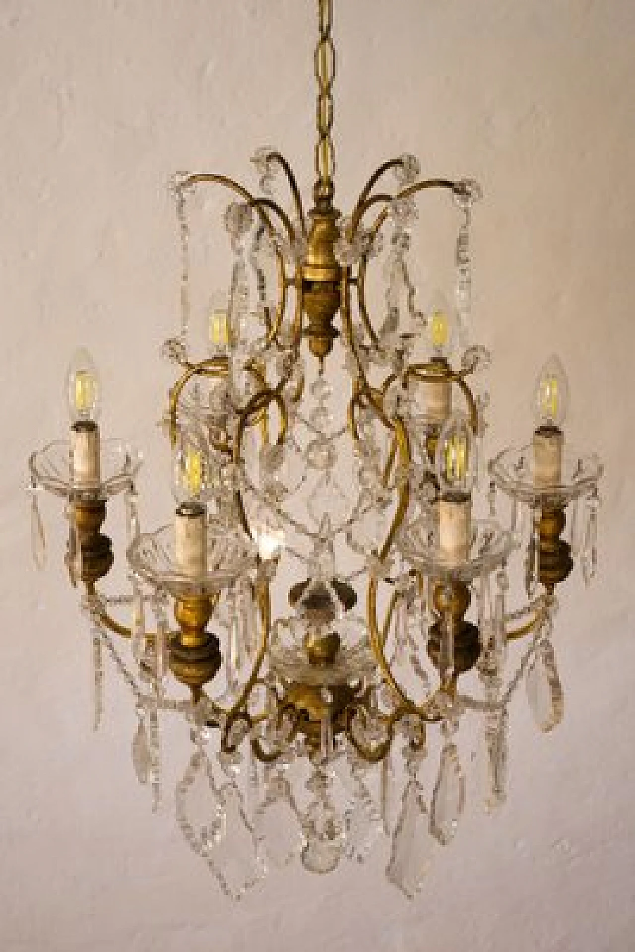 Maria Teresa six-light crystal chandelier, 1940s 4