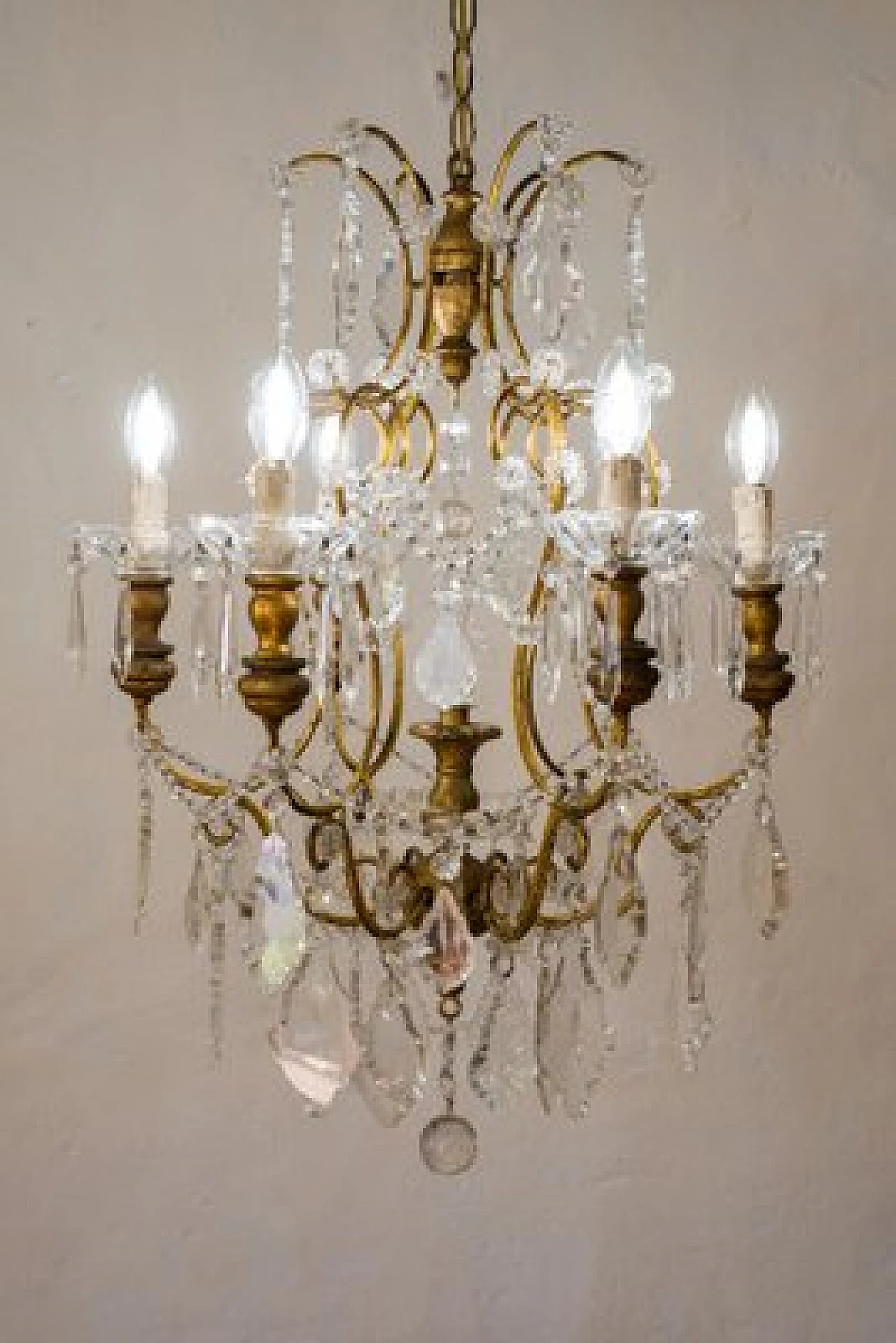 Maria Teresa six-light crystal chandelier, 1940s 5