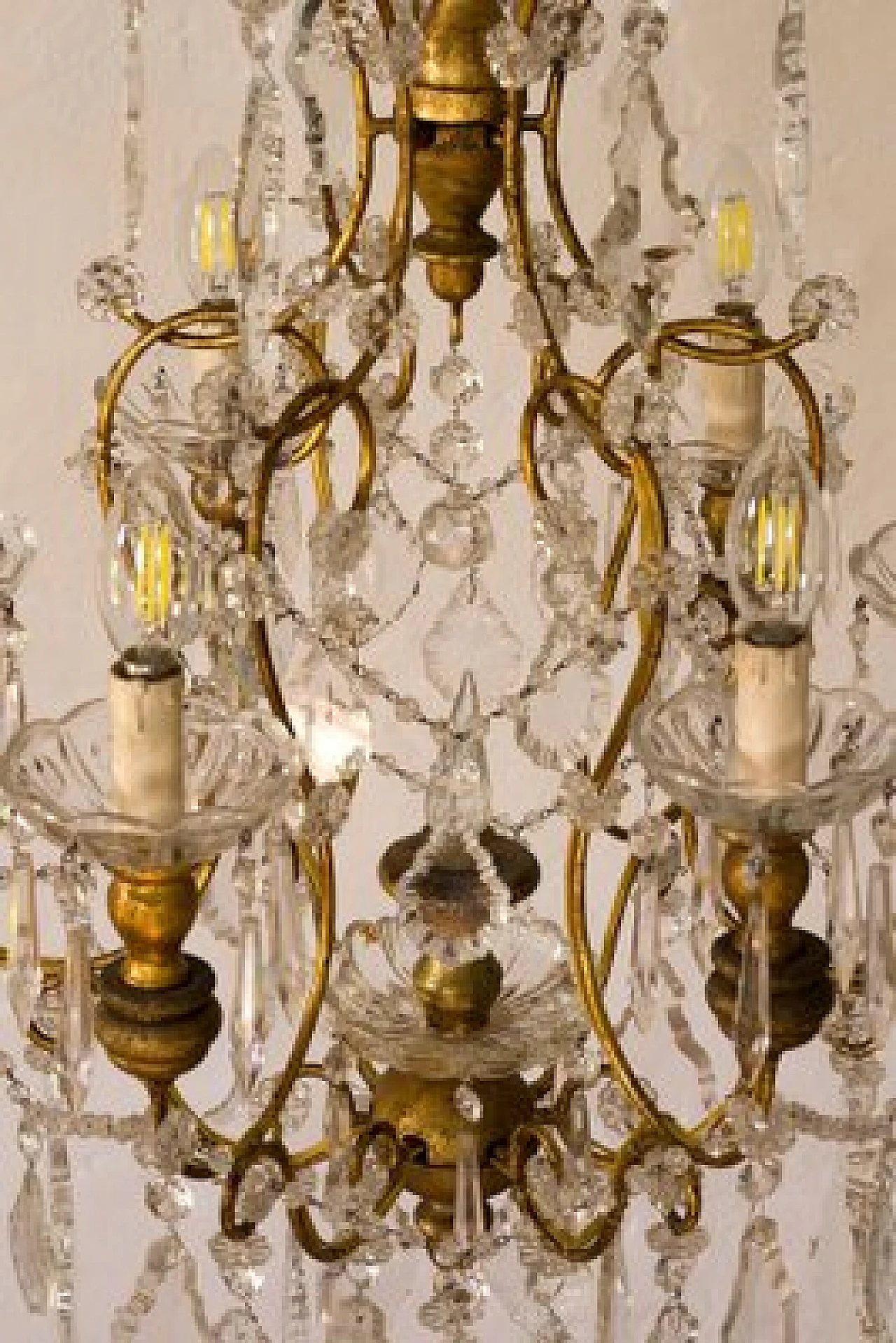 Maria Teresa six-light crystal chandelier, 1940s 6