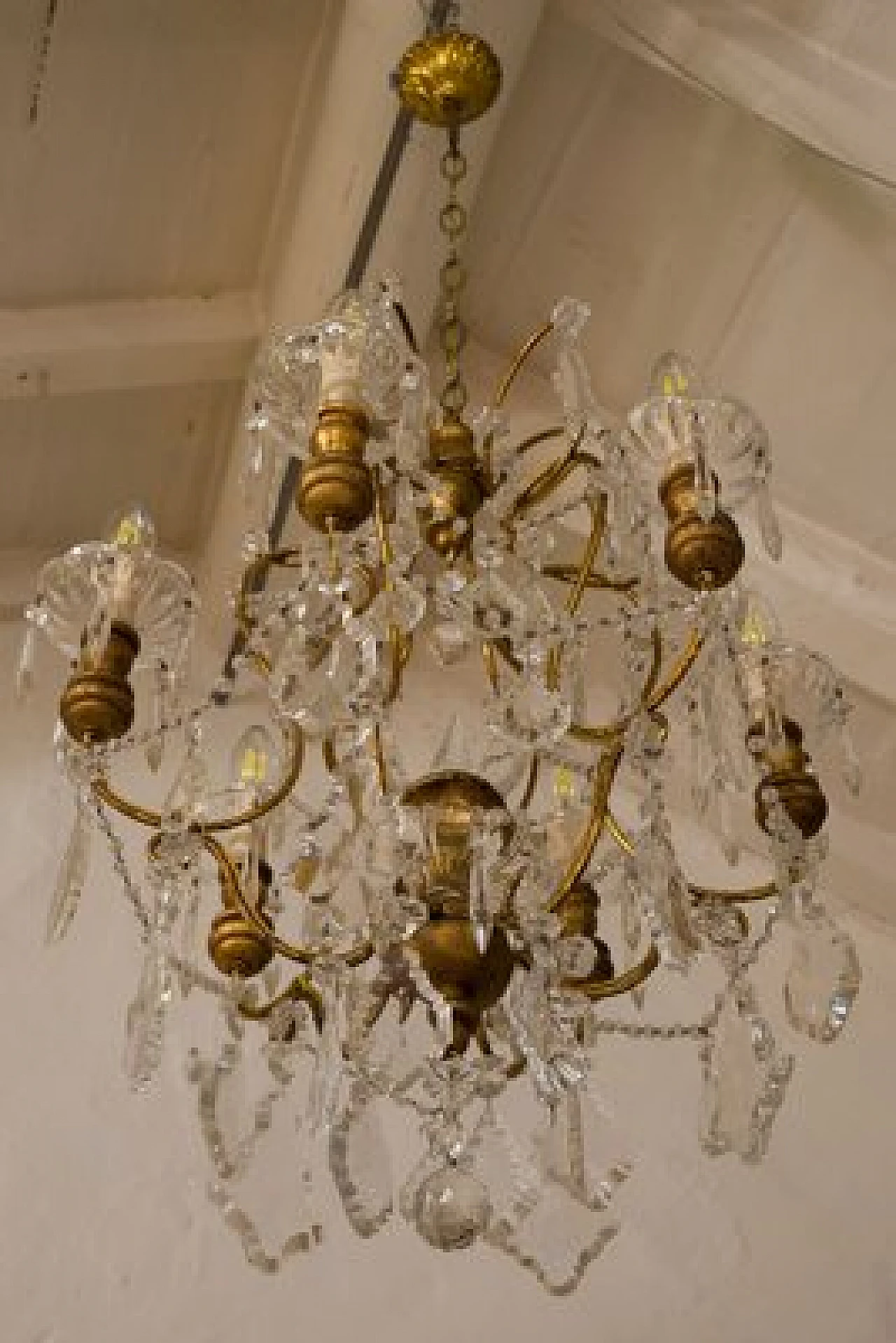 Maria Teresa six-light crystal chandelier, 1940s 9